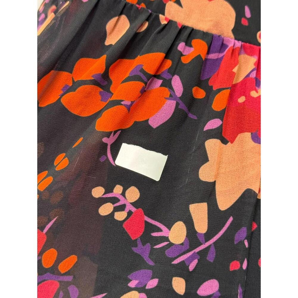Slate & Willow Black Floral Midi Wrap Dress Size M with Fabric Pull - Picture 8 of 9